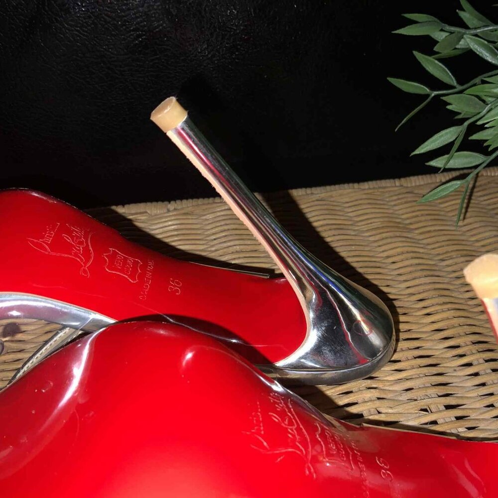 Christian Louboutin Silver Spiked Heels - Picture 6 of 12